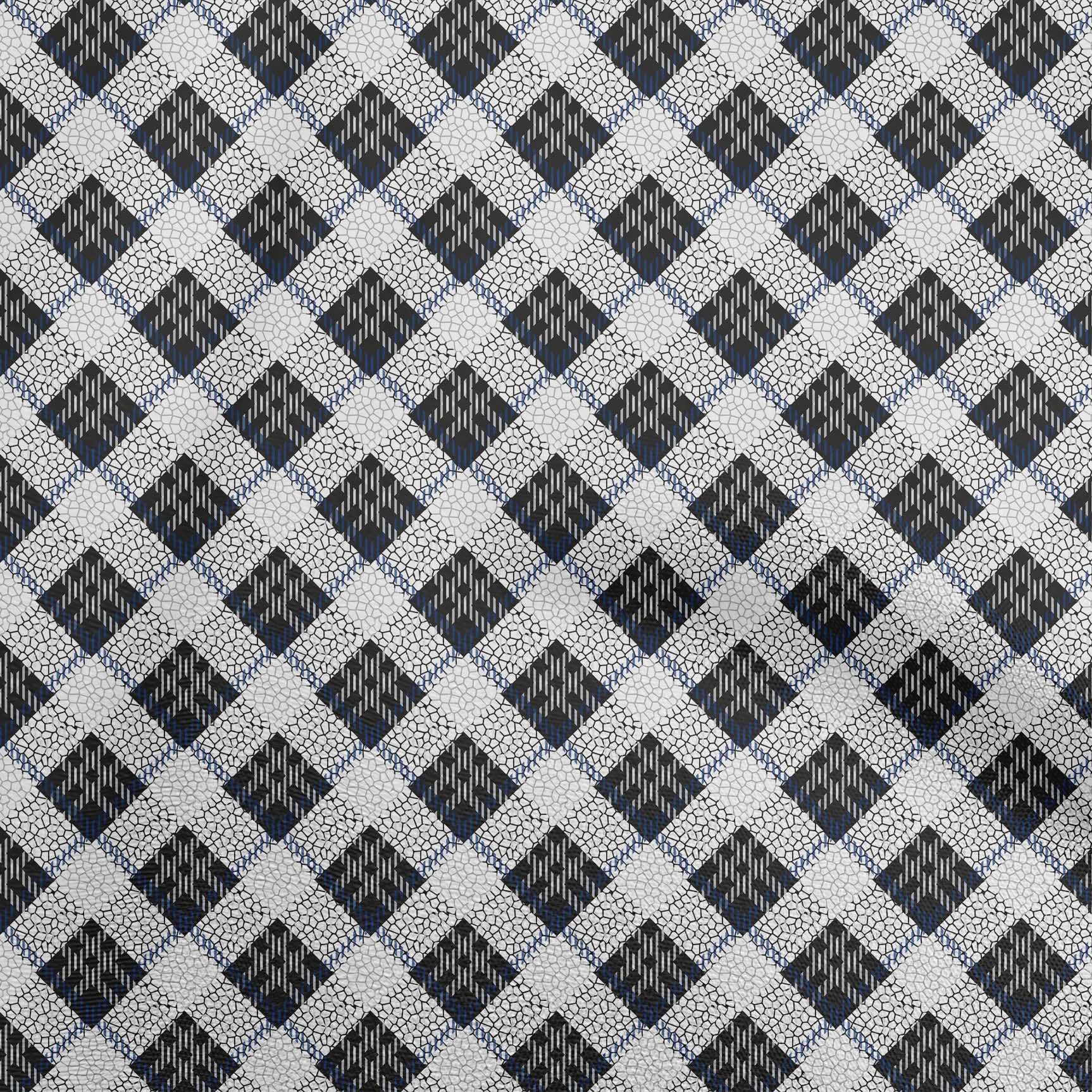 oneOone Cotton Jersey Medium Blue Fabric Check with Texture Craft Projects Decor Fabric Printed by The Yard 58 Inch Wide