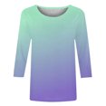 thumbnail image 2 of Hauts à Manches 3/4 pour Femmes Mode T-Shirt Imprimé Mi-Longueur Blouse Col Rond Hauts Décontractés T-Shirts pour Femmes Mode T-Shirts à Manches 3/4 pour Femmes, 2 of 5