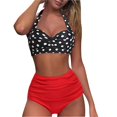 thumbnail image 2 of Maillot de Bain Vintage Deux Pièces Rétro Licol Froncé Taille Haute Ensemble Bikini, 2 of 4
