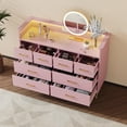 thumbnail image 2 of BeesClover Commode Moderne à 8 Tiroirs avec Lumières DEL, Station de Recharge Intégrée, Grand Rangement, Dimensions 49.08 Pouces x 16.73 Pouces x 35.43 Pouces, Parfaite pour la Chambre, le Salon et l'Entrée, 2 of 8