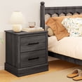 thumbnail image 2 of Gymax Set of 2 Drawer Nightstand Bedside Table Compact Sofa End Table Oak Dark Grey, 2 of 10
