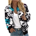 thumbnail image 2 of EQWLJWE Liquidation d'Économies d'Été! Veste Bomber de Baseball Zippée à Poches Imprimées Décontractée pour Femmes, Manteau, 2 of 5