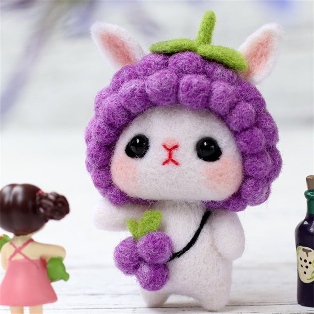Agiferg Mignon Motif Rabbit Fait Main DIY Feutrine de Laine Poke Matériel de Production Paquet