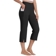 Yuyuzo Capri Leggings for Women High Waisted Belly Control Side Split Workout Gym Yoga Capris with Pockets