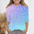 thumbnail image 3 of lcziwo Cadeaux pour Filles! Hauts à Paillettes à Manches 3/4 pour Filles Mode T-Shirts de Fête des Fêtes à Imprimé à Paillettes Décontractés Chic Tunique à Col Rond Multicolore, 3 of 6