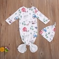 thumbnail image 4 of Xingqing 2PCS Newborn Infant Baby O-Neck Floral Cartoon Print Sleeping Pocket Round Hat, 4 of 8