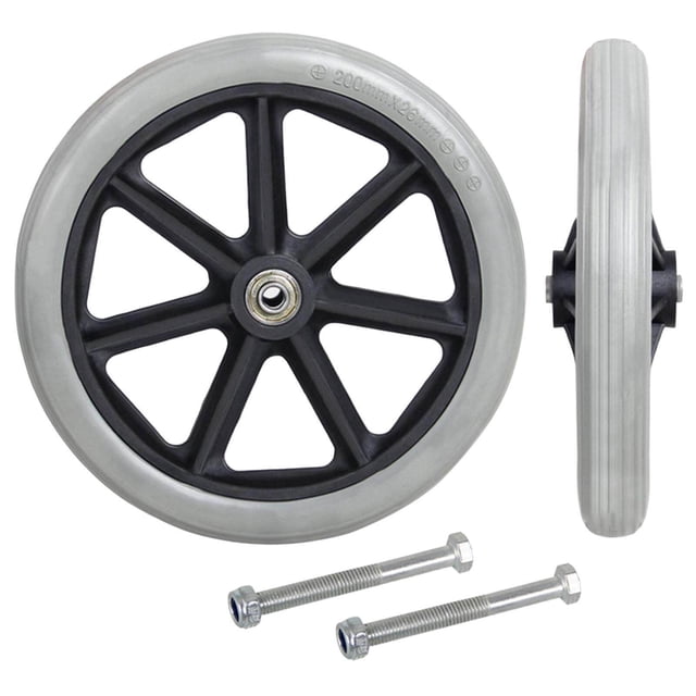 pitrice 2x Front Wheel 8inch Bearing Casters for Wheelchairs Rollators Walkers Gray