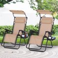 thumbnail image 2 of Outsunny 2 Piece Foldable Lounge Chair with Canopy Shade, Beige, 2 of 10