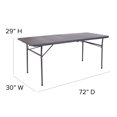 thumbnail image 2 of 30''W x 72''L Bi-Fold Dark Gray Plastic Folding Table with Carrying Handle, 2 of 9