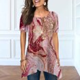 thumbnail image 2 of Yuyuzo Hauts d'Été pour Femmes 2025 Coupe Ample Col Rond Manches Courtes T-Shirts T-Shirts Graphiques Étoiles et Rayures Blouses Décontractées et Confortables, 2 of 5
