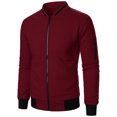 thumbnail image 1 of RXIRUCGD Man Solid Color Zipper Stand Collar Hoodie Coat, Red, Size: L, 1 of 6