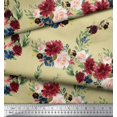thumbnail image 3 of Soimoi Beige Heavy Satin Fabric Ranunculus & Penoy Floral Print Printed Craft Fabric By the Yard 56 Inch Wide, 3 of 3