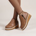 thumbnail image 1 of EGNMCR Bottines pour Femmes Femmes Chaussures Rétro à Semelle Plate Décontractées Grande Taille à Enfiler Chaussures à Double Fermeture Éclair, 1 of 8