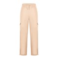 thumbnail image 3 of RXIRUCGD Men Casual Trousers High Waist Drawstring With Multi-Pockets Long Pants, Beige, Size: L, 3 of 4