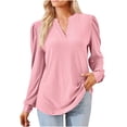 thumbnail image 1 of KIHOUT Spring Winter Womens Tops Fashion Solid Color V-Neck Long Sleeve Loose T-shirt Top Blouse, 1 of 6