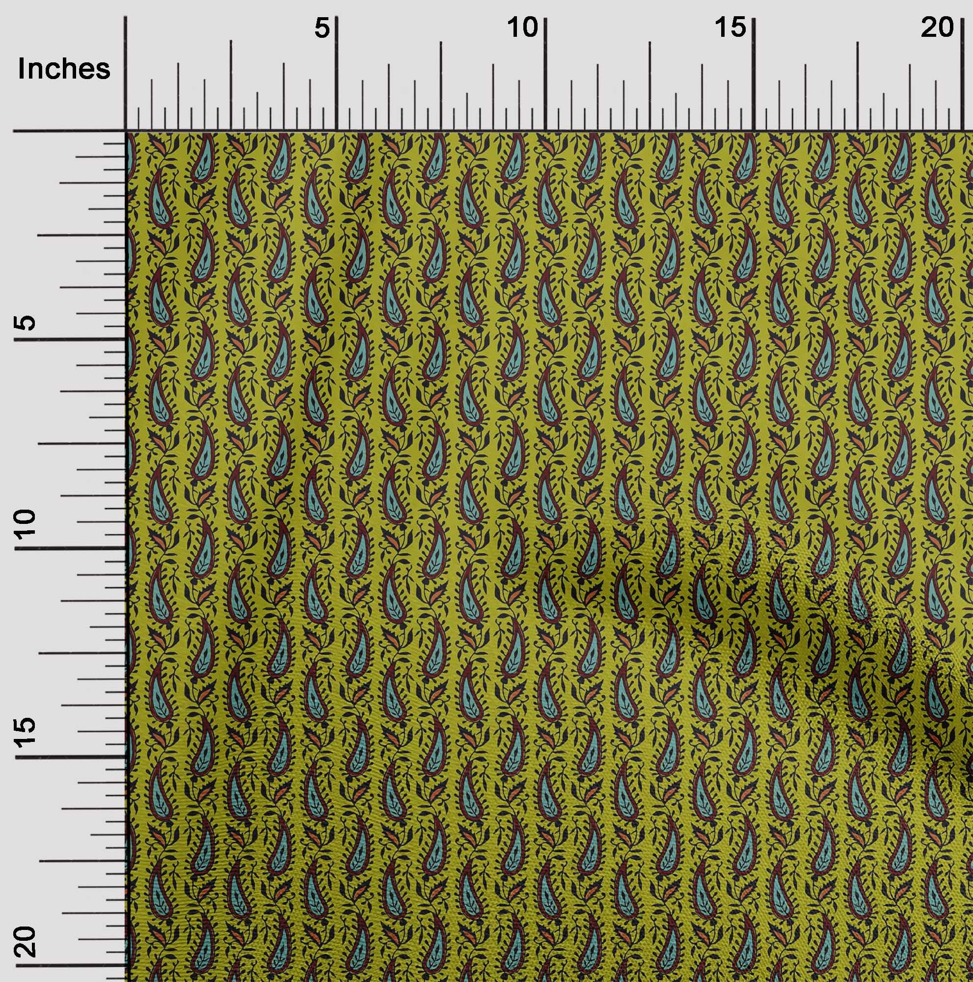 oneOone Cotton Flex Fabric Leaves & Paisley Block Decor Fabric Printed BTY 40 Inch Wide