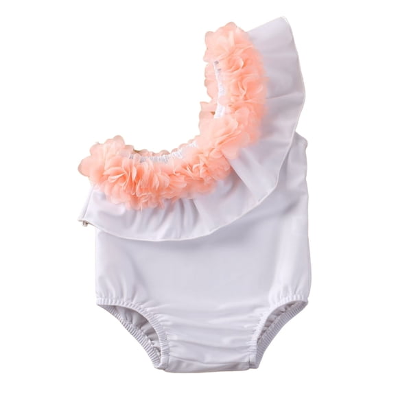 Kids Girl Swimsuit Set One Shoulder Kids Sleeveless One-piece Bathing Suits