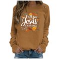 thumbnail image 2 of Babysbule Liquidation Hauts à Lettres pour Femmes Dames Automne Imprimé Ample Manches Longues Col Rond Chandail à Enfiler Haut T-Shirt Haut, 2 of 5