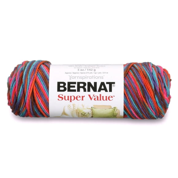 Bernat® Super Value™ Variegates Yarn, Acrylic #4 Medium, 5oz/142g, 275 Yards