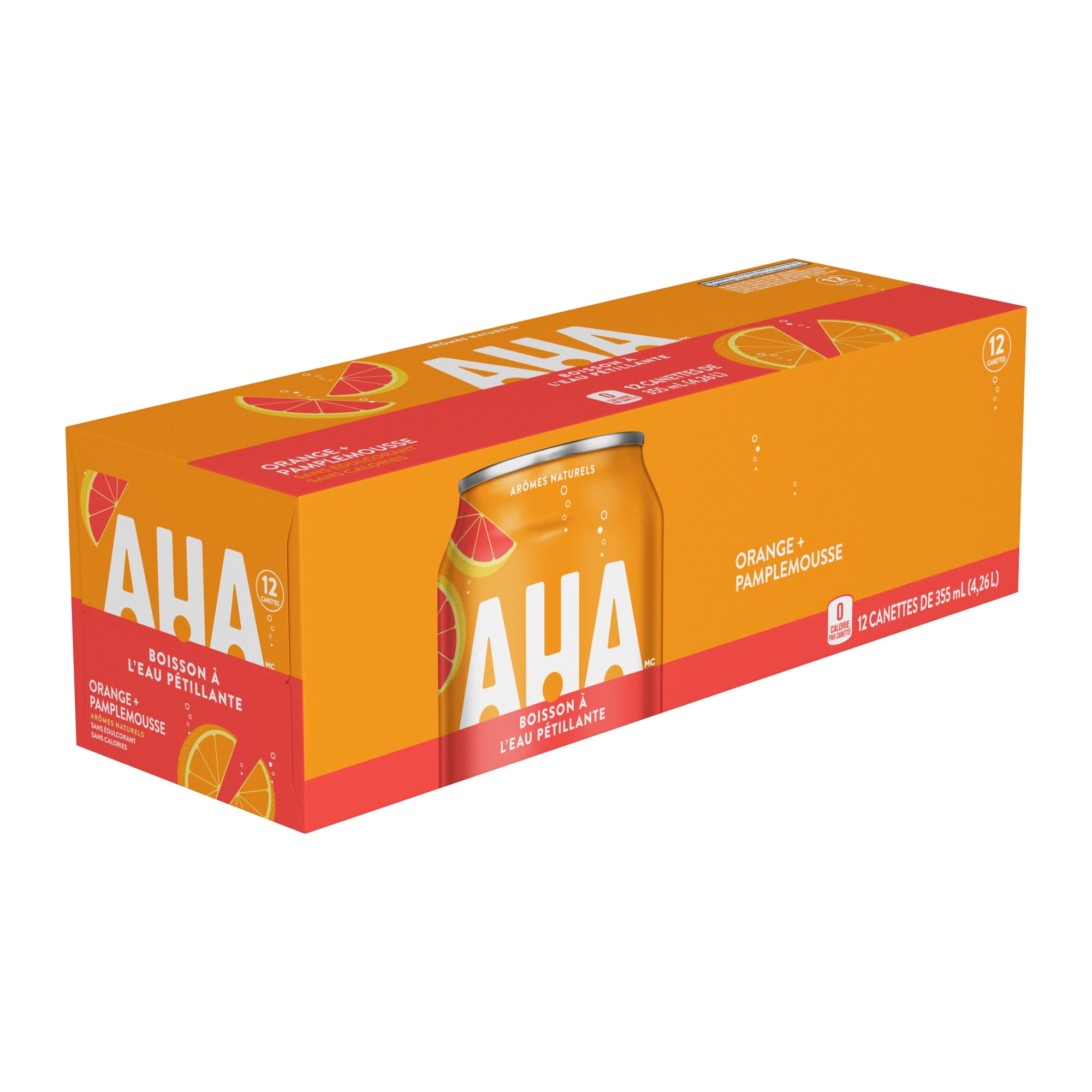 Aha Orange + Pamplemousse Fridge Pack Cannettes, 355 mL, 12 Pack