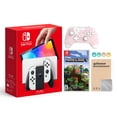 thumbnail image 1 of 2021 New Nintendo Switch OLED Model White Joy Con 64GB Console Improved HD Screen & LAN-Port Dock with Minecraft And Mytrix Wireless Switch Pro Controller and Accessories, 1 of 9