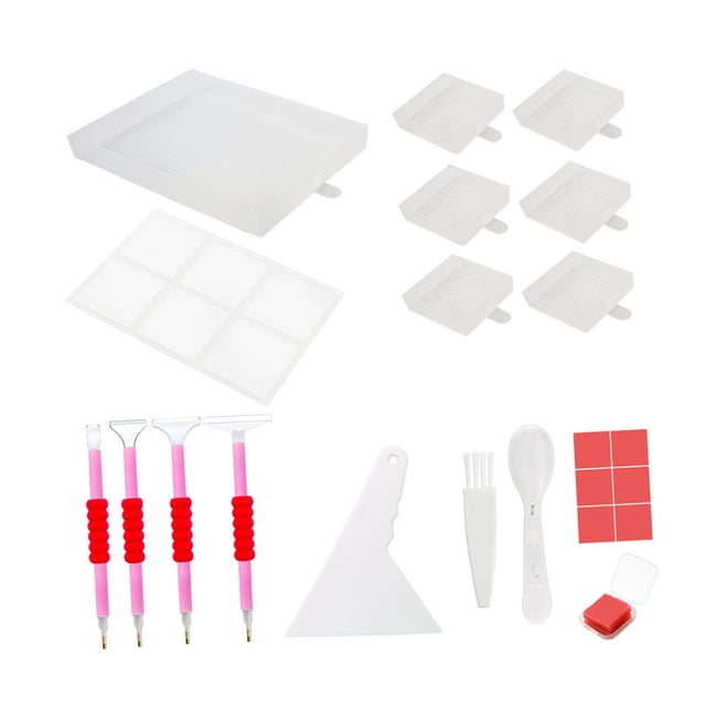 5D DIY Diamond Paintings Tray Point Drill Tray Bead Sorting Plate Rhinestone Box Clear