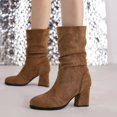 thumbnail image 2 of B91xZ Bottes de Cowboy pour Femmes Bottes de Cowboy Rétro Bottes Chaudes d'Hiver de Noël à Talon Compensé Bottes pour Femmes, Brun 7, 2 of 5
