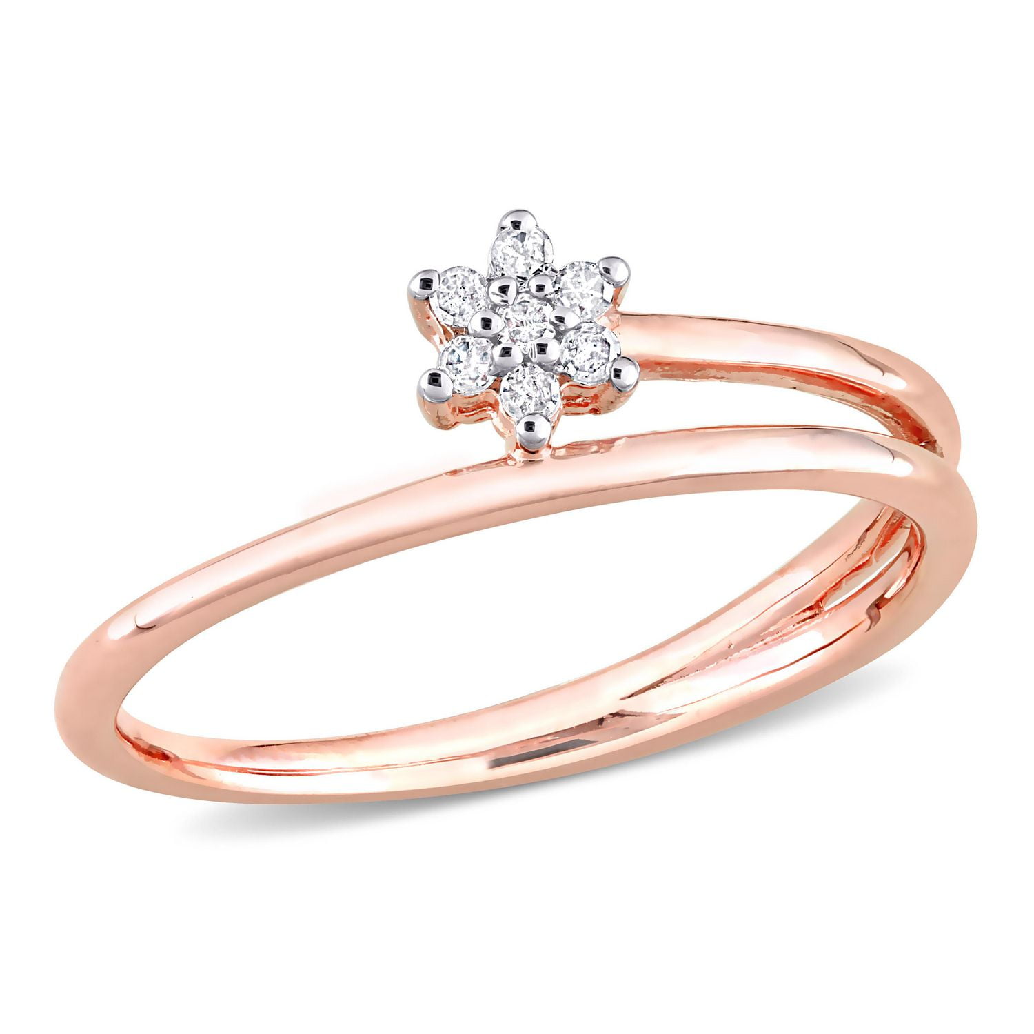 Bague de Promesse florale torsadée Miabella d'accent de diamant en Argent Sterling Plaqué Rose