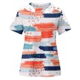 thumbnail image 1 of TopLLC Hauts Grande Taille pour Femmes Manches Courtes Col Rond T-Shirt Coupe Ample Dentelle Tunique à Volants Ajourée, 1 of 5