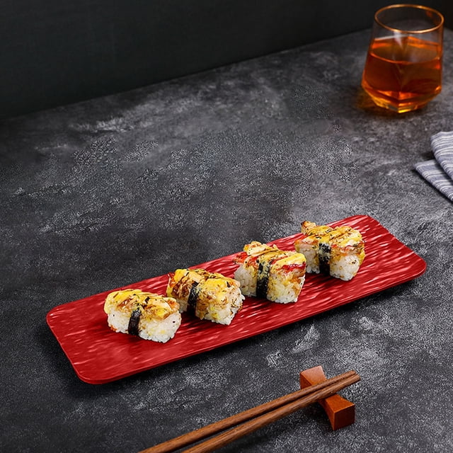mtvxesu Plastic Sushi and Cake Serving Tray Long Rectangle Platter for Parties Entertaining 1-Piece