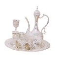 thumbnail image 1 of jifeng Turkish Teapot Set Art Crafts 6 Metal Cups and Tray for Tea Table Home Bar Decor, 1 of 9