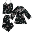 thumbnail image 1 of Fgnfyis Ensemble de Détente pour Femmes 3 Pcs à Manches Longues avec Shorts et Bretelles Pyjama Ensembles de Pyjama pour Femmes Noir P, 1 of 9