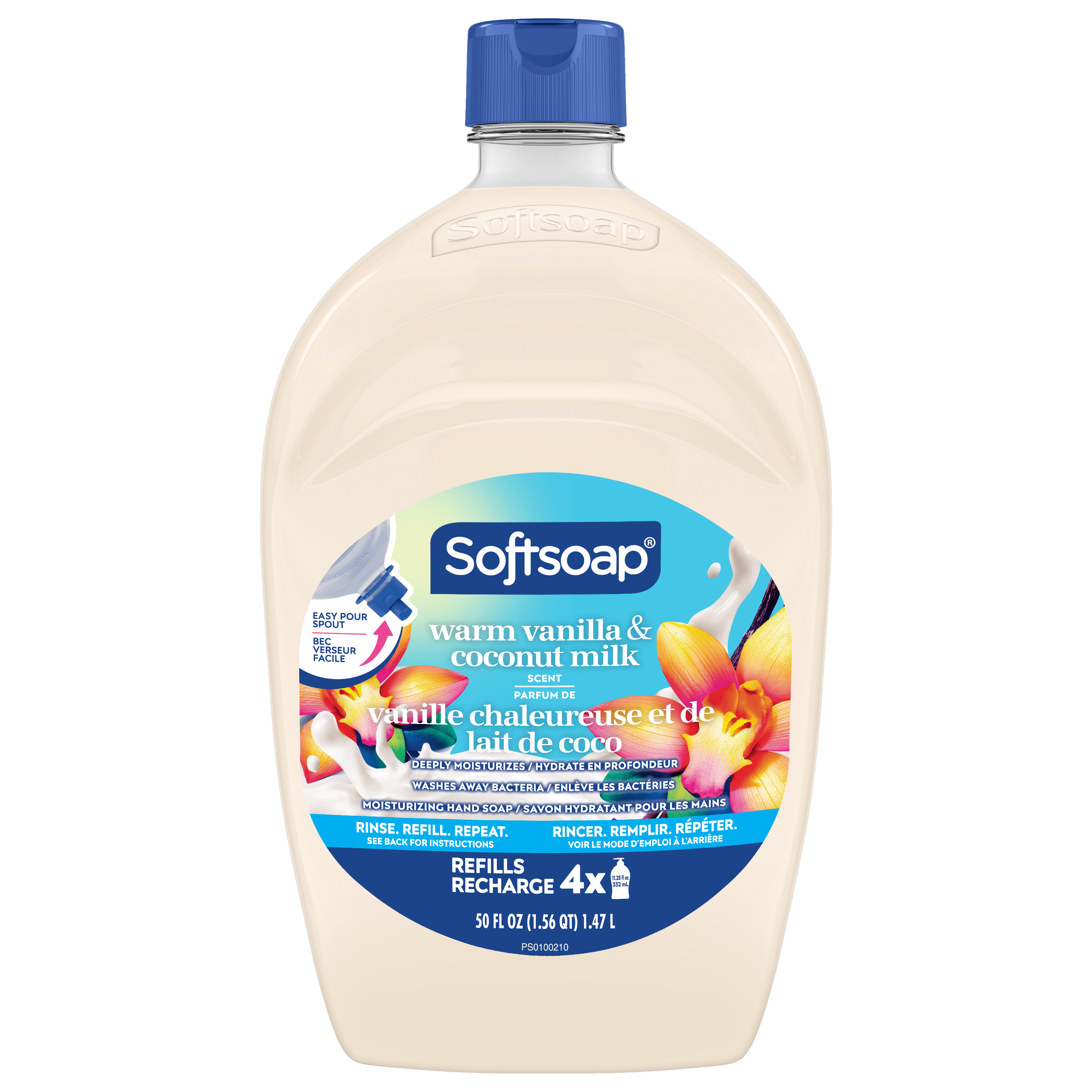 Savon liquide hydratant pour les mains Softsoap, parfum vanille chaude et lait de coco, recharge de 1,5 l