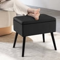 thumbnail image 4 of Costway 2 PCS Velvet Vanity Stools with Storage Solid Wood Legs Flip-Up Top for Entryway, 4 of 8