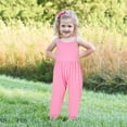 thumbnail image 2 of Girls Childrens Summer Solid Color Romper Sling Sleeveless Backless Short Jumpsuit, 2 of 9
