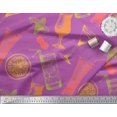 thumbnail image 2 of Soimoi Purple Moss Georgette Fabric Lemon Slice & Soft Drinks Summer Designs Print Fabric by Yard 42 Inch Wide, 2 of 3