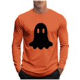 thumbnail image 3 of YOIAVAIOY T-Shirts Graphiques pour Hommes T-Shirt d'Halloween à Imprimé Araignée Manches Longues Col Rond T-Shirt Blouse Décontractée de Fête T-Shirts Orange TTG, 3 of 6