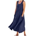 thumbnail image 2 of Liquidation d'Été 2025! Robe Grande Taille pour Femmes, Liquidation d'Été pour Femmes, Mode d'Été Décontractée pour Femmes Robe Sans Manches à Col Rond avec Poches, 2 of 5