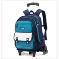 thumbnail image 1 of LECOO Sac d'École à Roulettes - 6 Roues - Nylon Imperméable - Sac à Dos pour Enfants - Bleu, 1 of 4