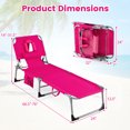 thumbnail image 2 of Costway Lot de 2 Chaises Longues de Plage d'Extérieur Pliantes avec Coussin Rose, 2 of 9