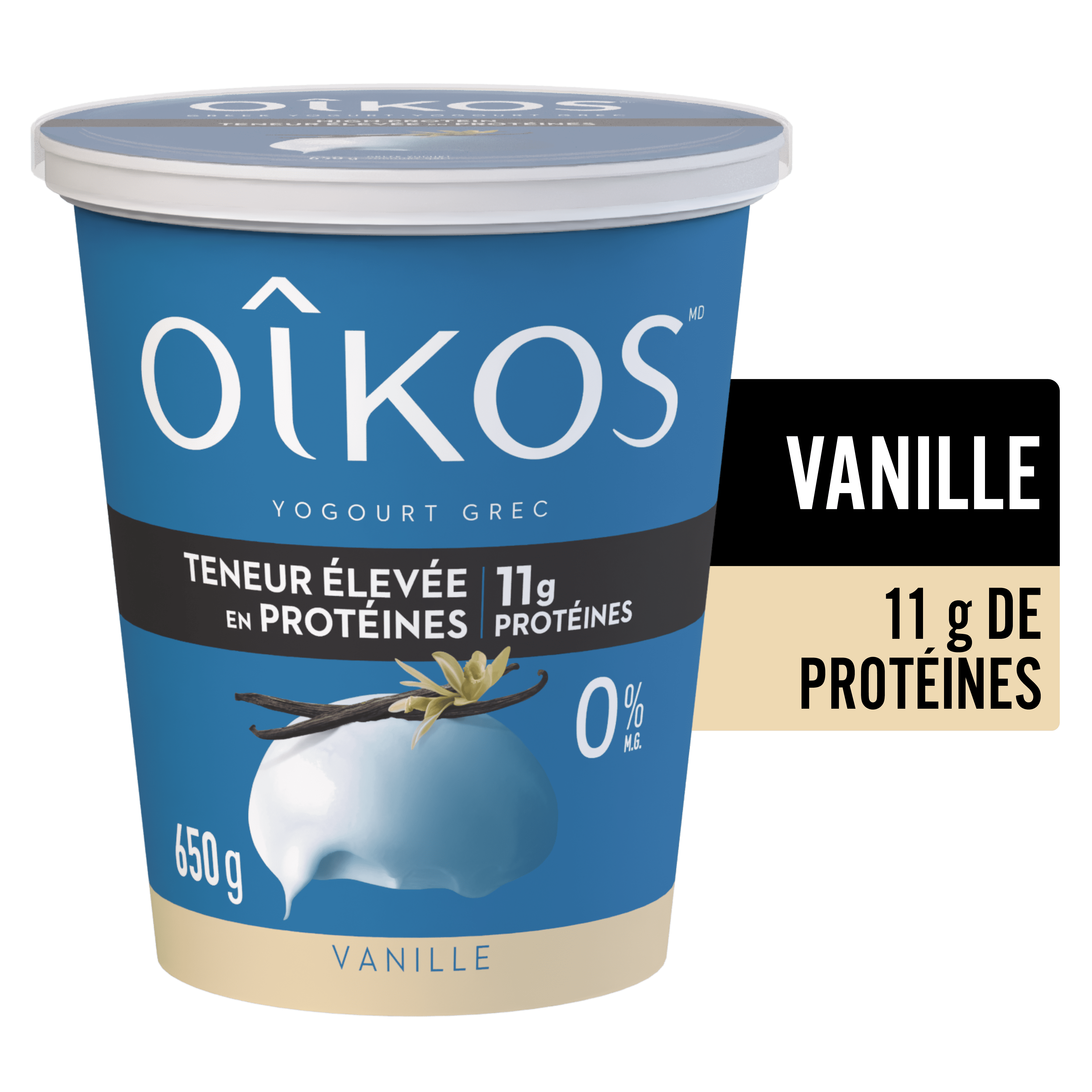 Oikos Greek Yogurt, Vanilla, High Protein, Blended, 0% M.F.