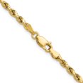 thumbnail image 4 of Diamond2Deal 14K Yellow Gold 3mm Semi Solid Diamond-cut Rope Chain Necklace for Women 16", 4 of 6