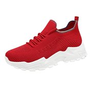 AUDeals Women Wide Toe Box Sneakers, Slip On Walking Shoes, Breathable Mesh Athletic Shoes with Arch Support (Red, 8)
