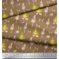 thumbnail image 3 of Soimoi Brown Modal Satin Fabric Women,Gift Box & Tree Christmas Printed Fabric 1 Yard 42 Inch Wide, 3 of 3