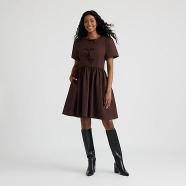 Robe à manches bouffantes avec nœud à l'avant de Mexx pour femmes