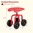 thumbnail image 2 of Costway Chariot de Jardin Roulant Siège de Travail Robuste avec Siège Pivotant à 360° et Hauteur Réglable Rouge, 2 of 10