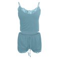 thumbnail image 5 of drppepioner Femmes Lingerie Aguichant Mode Pyjama Uni Sans Manches Dentelle Camisole Short Ensemble de Pyjama, 5 of 5
