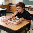 thumbnail image 1 of Boîte à Bento Compartimentée en Acier Inoxydable - Récipient Alimentaire Hermétique, Préparation des Repas Sécuritaire et sans Fuite, Rose, JKODE, 1 of 8