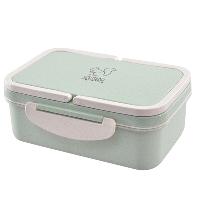 Oleegame 1PC Produce Storage Lunch Box Portable Wheat Straw Picnic Microwave Bento Food Storage Container Hot Green