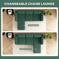 thumbnail image 4 of HOMCOM Sectional Sofa, L-Shaped Sofa with Chaise Lounge, Dark Green, 4 of 10